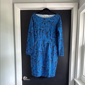 NWOT Boden Blue Sheath Dress for Cocktail with Long Sleeves